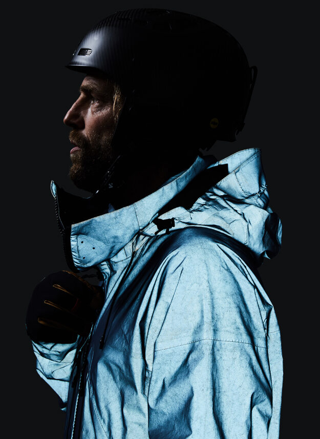 The Morpho Jacket uses 2 billion iridescent glass spheres for color and reflectivity.